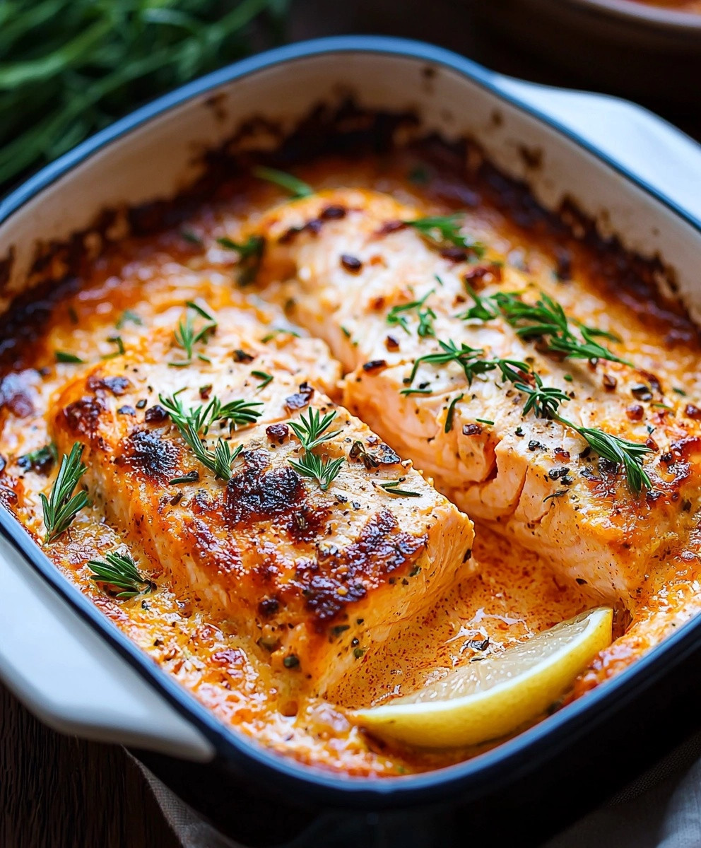 Lachs Gratin mit Sahne