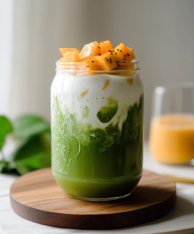 Mango Matcha Latte genießen