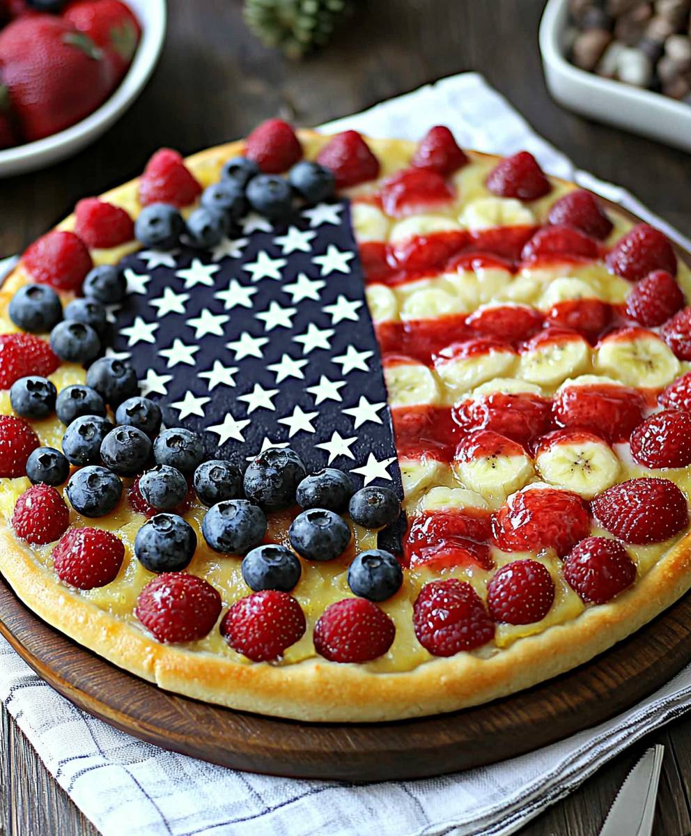 Obstpizza amerikanische Flagge