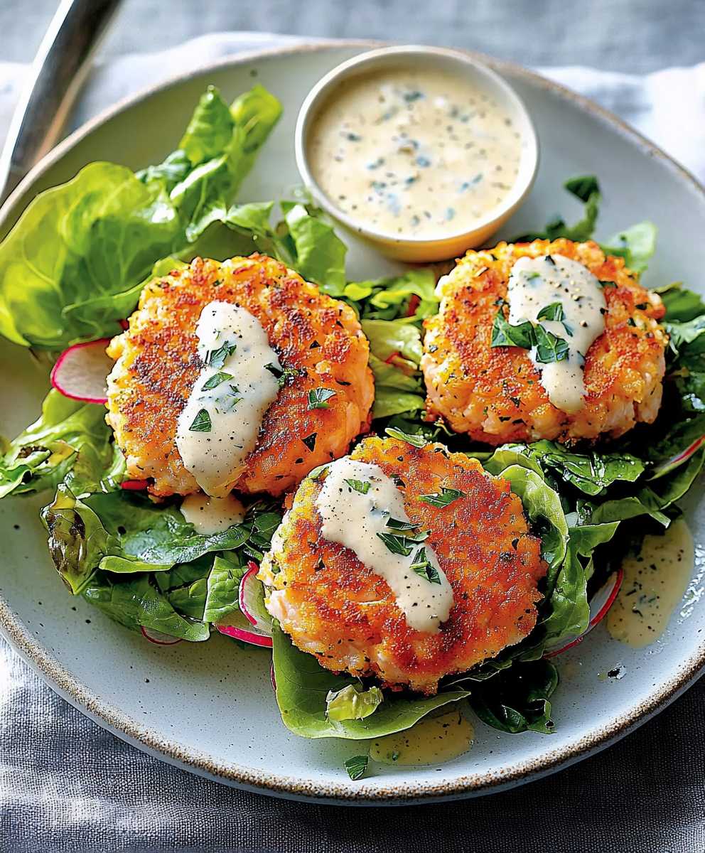 Lachsfrikadellen mit Buttermilchdressing