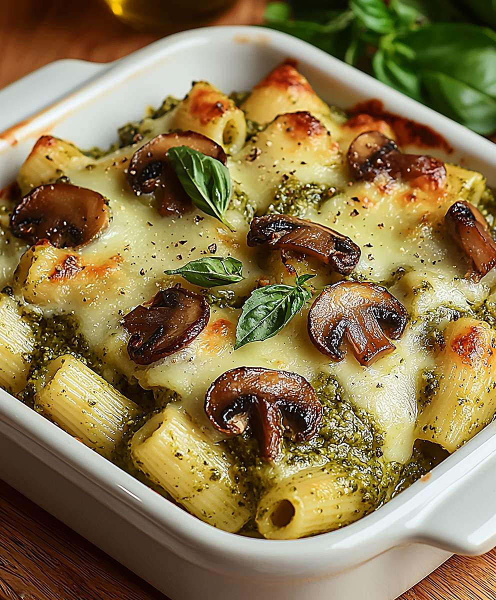 Nudelauflauf Pesto Champignons