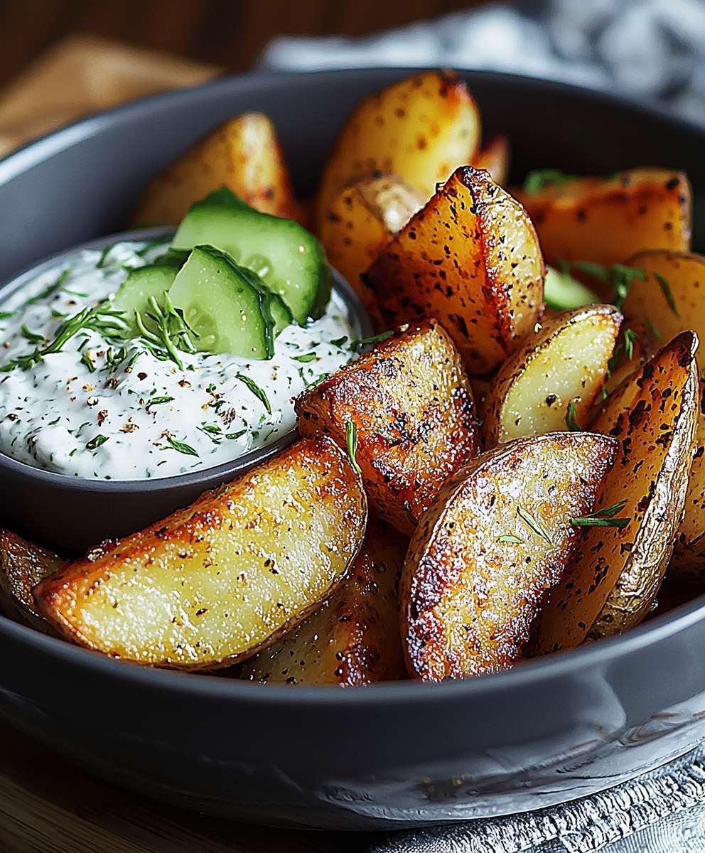 Kartoffelspalten Gurkendip selber machen