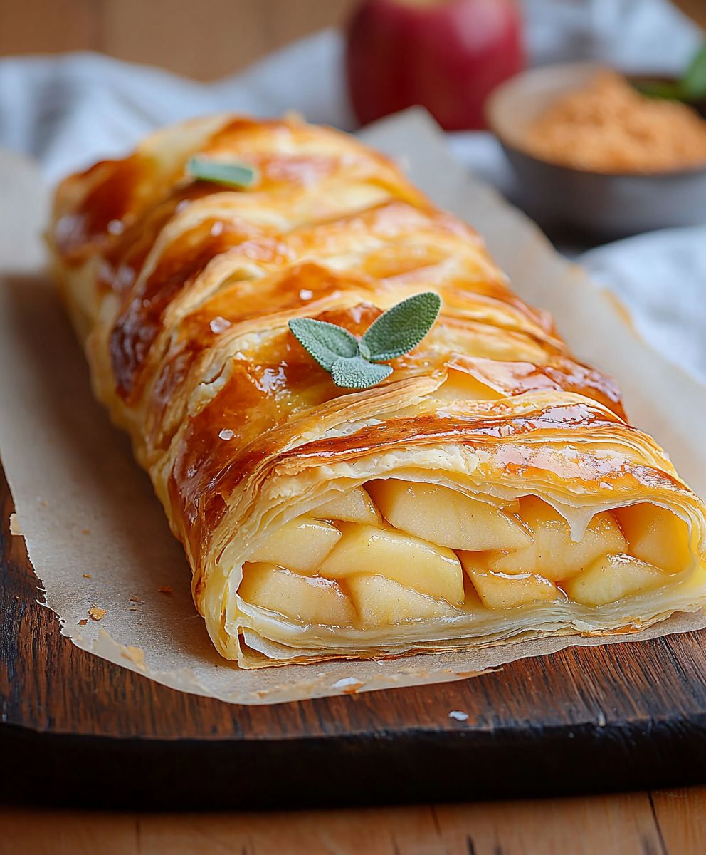 Apfel Frischkäse Strudel einfach