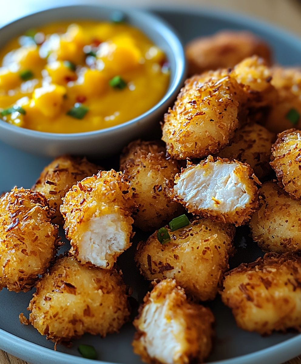 Kokos Hähnchen Nuggets Mango Dip: Das einfache Rezept für Zuhause
