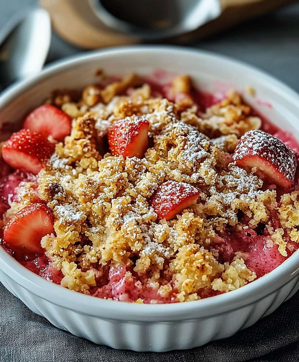 Erdbeer Rhabarber Crumble knusprig