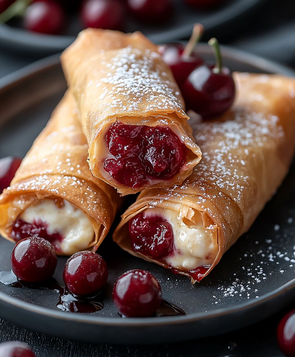 Kirsch Käsekuchen Frühlingsrollen