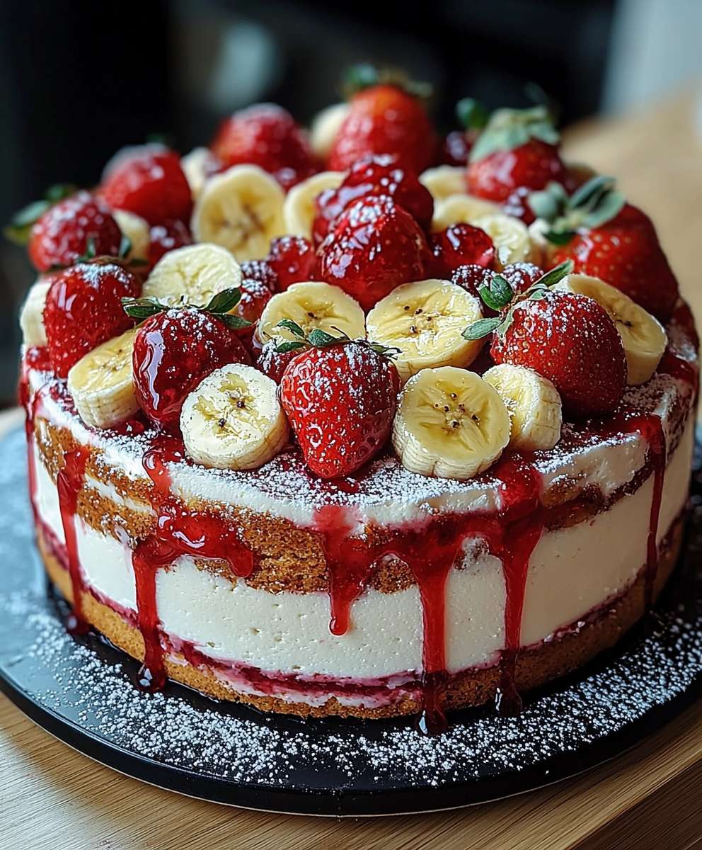 Erdbeer Stracciatella Bananen Torte