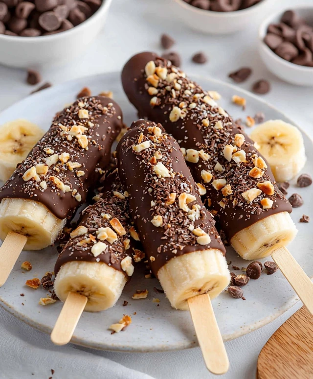 Schokoladenüberzogene gefrorene Bananen