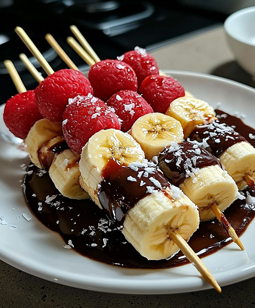 Bananensplit Spieße Dessert