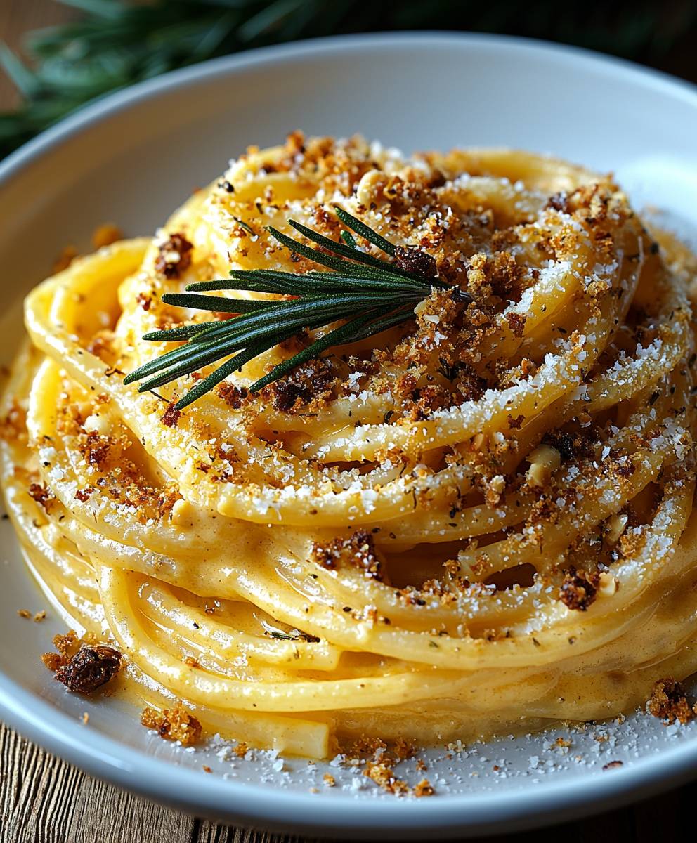 Kürbispasta mit Mandel-Paniermehl: Das einfache und leckere Rezept